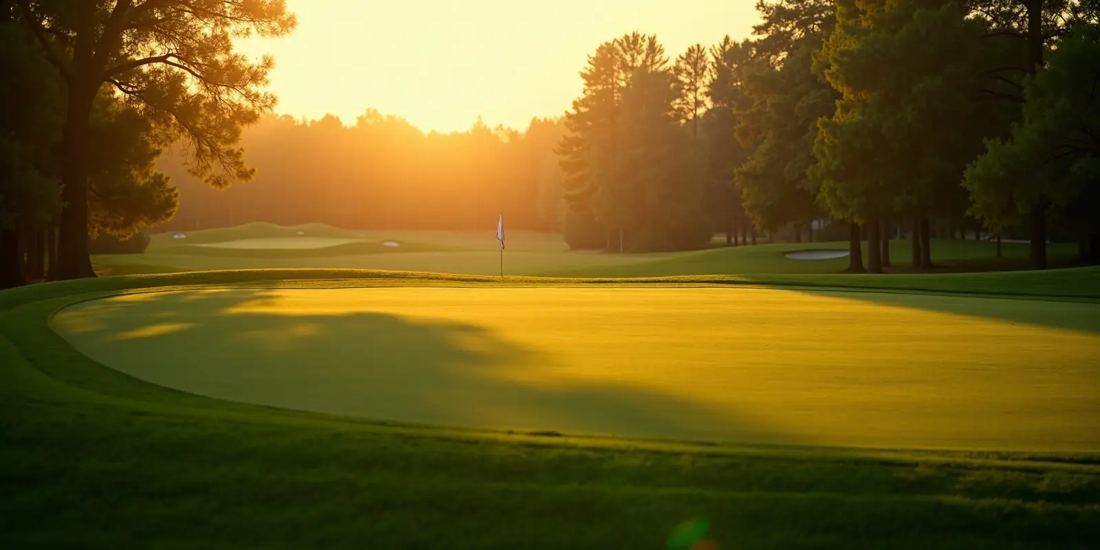 Golf green at golden hour