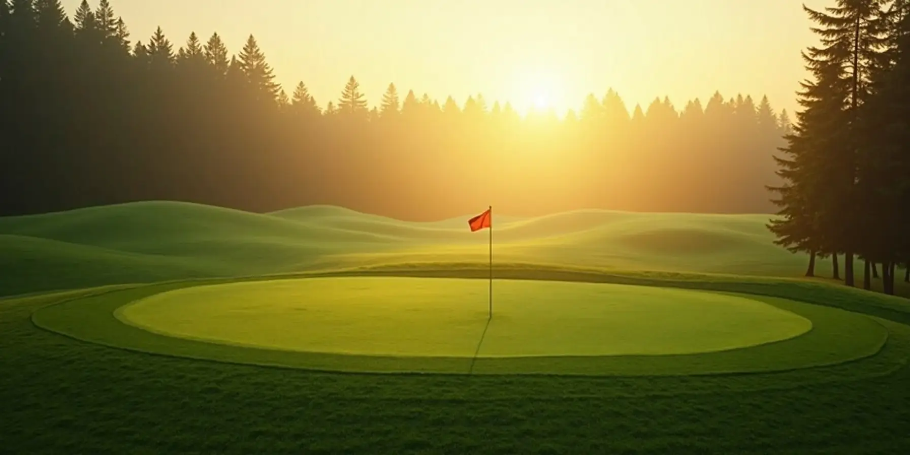 Golf course fairway at dawn