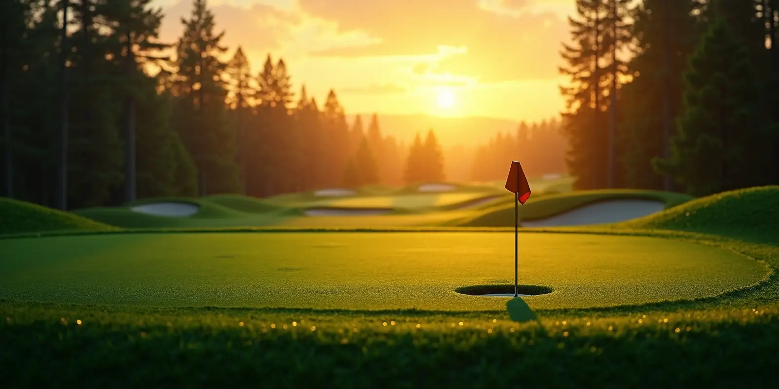 Golf course at sunset